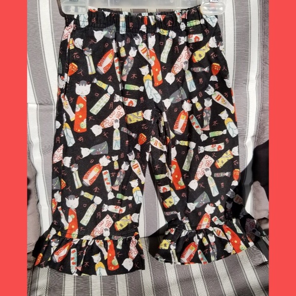 😻Children’s Fun Asian Kitty Cat theme Ruffle Pants - Picture 7 of 8